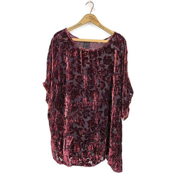 New Vtg Two Heads Studio Velvet Burnout Silk Blouse Womens One Size Floral - Picture 1 of 4
